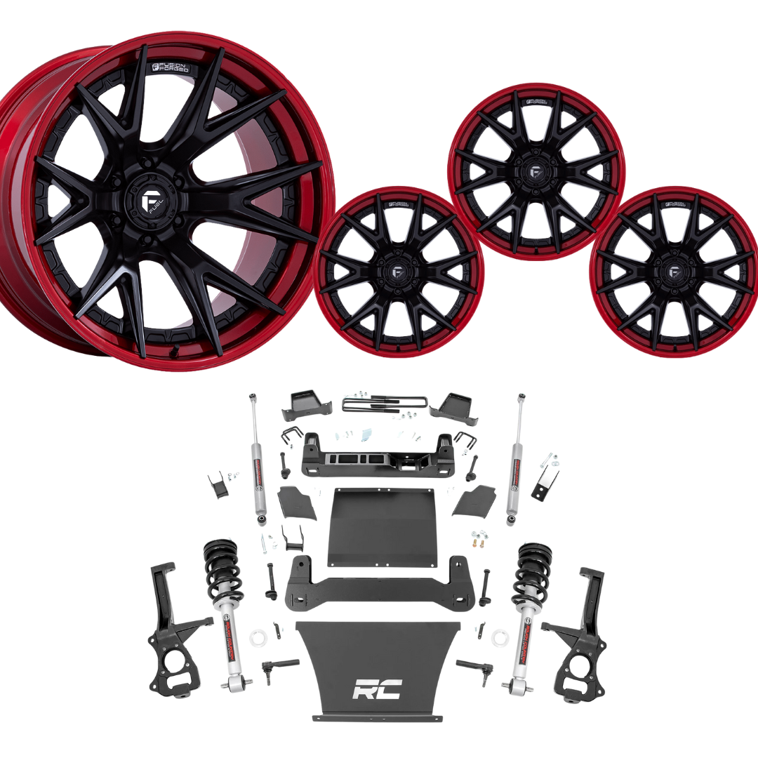 6 inch N3 Bundle w/ 22x10 Black Red Wheels - No Tires - 4wd