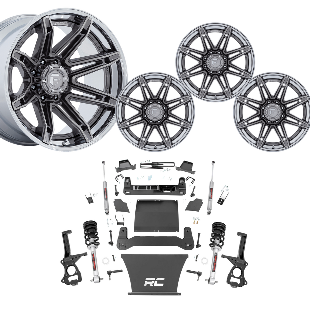 6 inch N3 Bundle w/ 22x10 Platinum Chrome Wheels - No Tires - 4wd