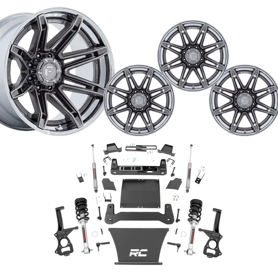 6 inch N3 Bundle w/ 22x10 Platinum Chrome Wheels - No Tires - 4wd