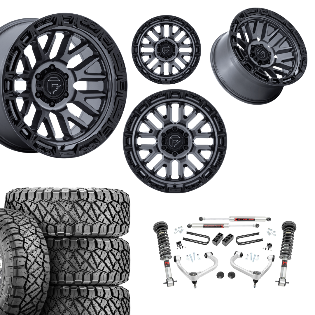 3 inch M1 Bundle w/ 20x10 Black Gunmetal Wheels & 33in Nitto Ridge Grapplers - 4wd