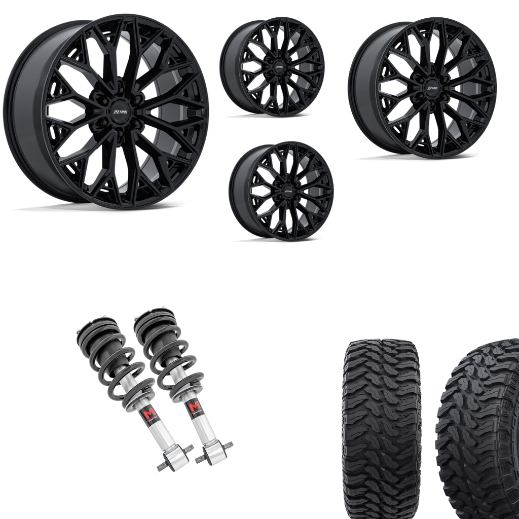 2 inch Level Bundle w/ 22in Gloss Black and 33in TIS TT1 Mud Tires 2wd/4wd
