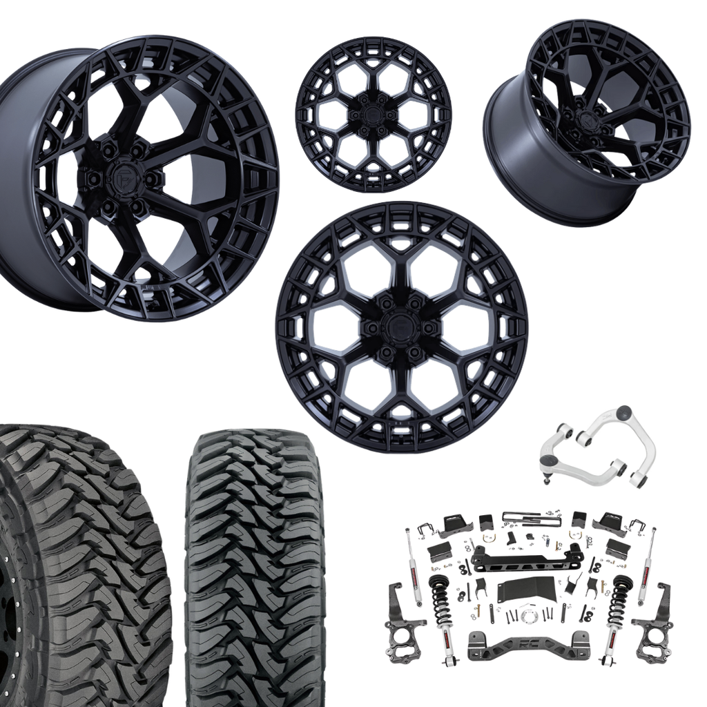 6 inch N3 Bundle w/ 22x12 Black Out Wheels - 35in Toyo MTs - Upper Control Arms -4wd