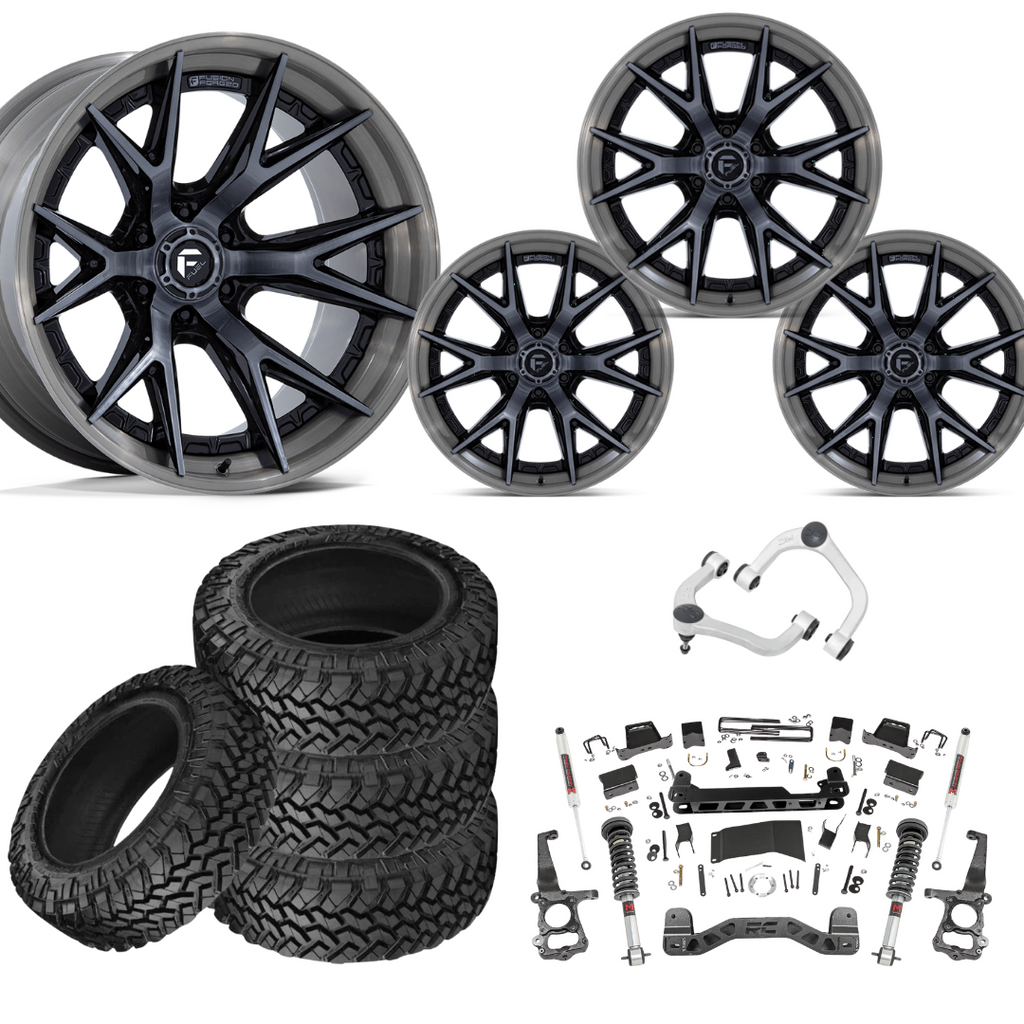 6 inch M1 Bundle w/ 22x12 Brushed Black Wheels - 35in Nitto Trail Grapplers - Upper Control Arms -4wd