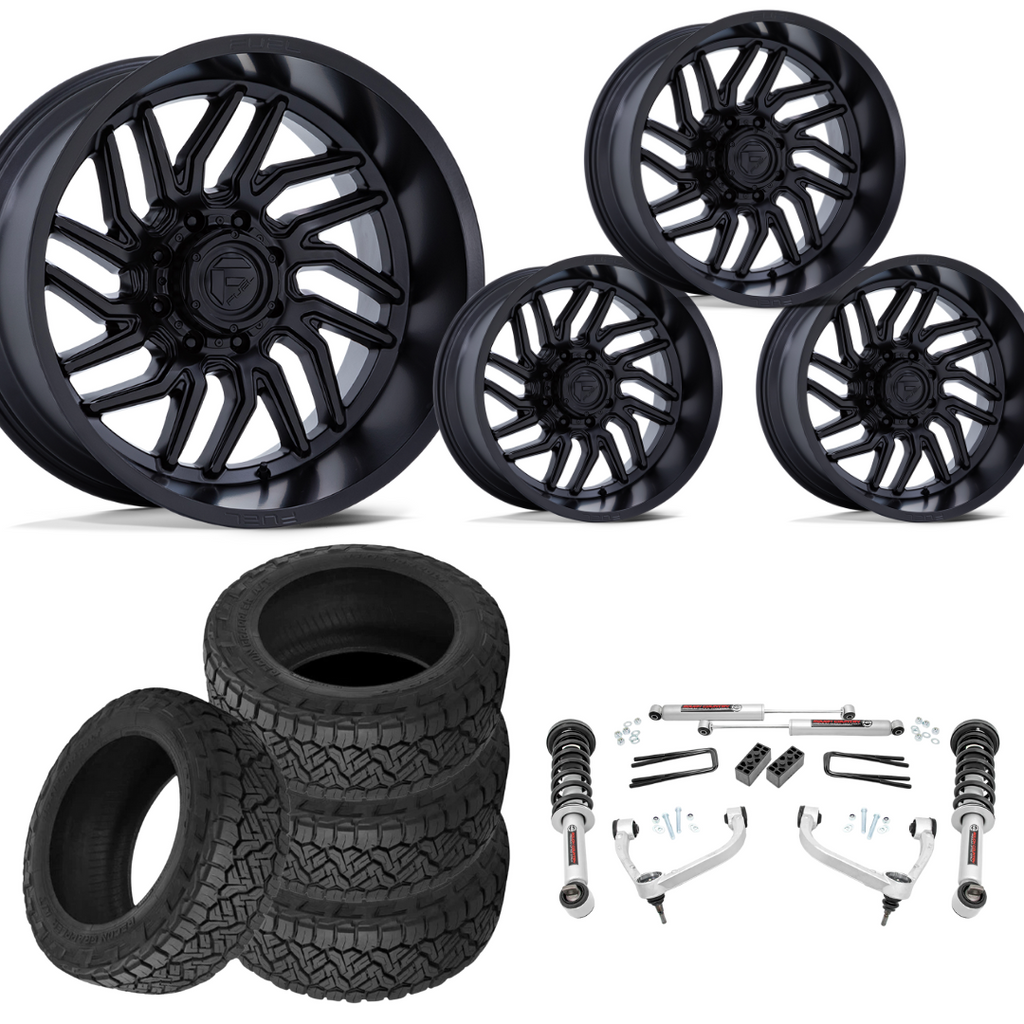 3 inch N3 Bundle w/ 20x9 Black Wheels - 34in Nitto Recon Grapplers - 4wd