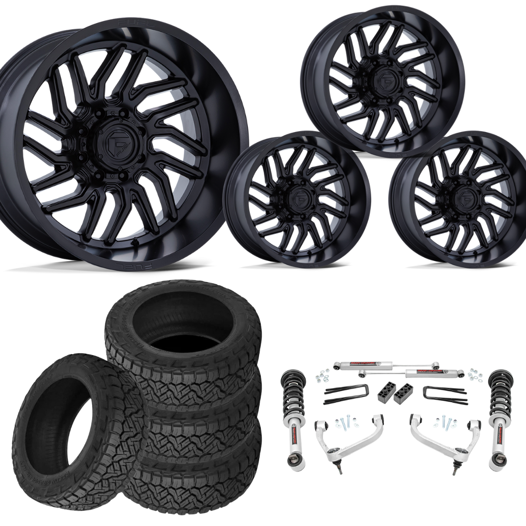 3 inch N3 Bundle w/ 20x9 Black Wheels - 34in Nitto Recon Grapplers - 4wd