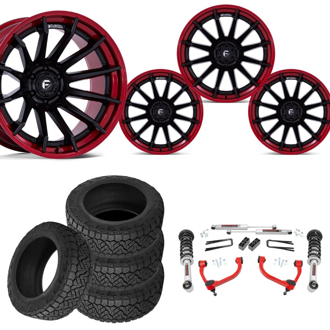 3 inch N3 Bundle w/ 20x10 Red Black Wheels - 34in Nitto Recon Grapplers - 4wd