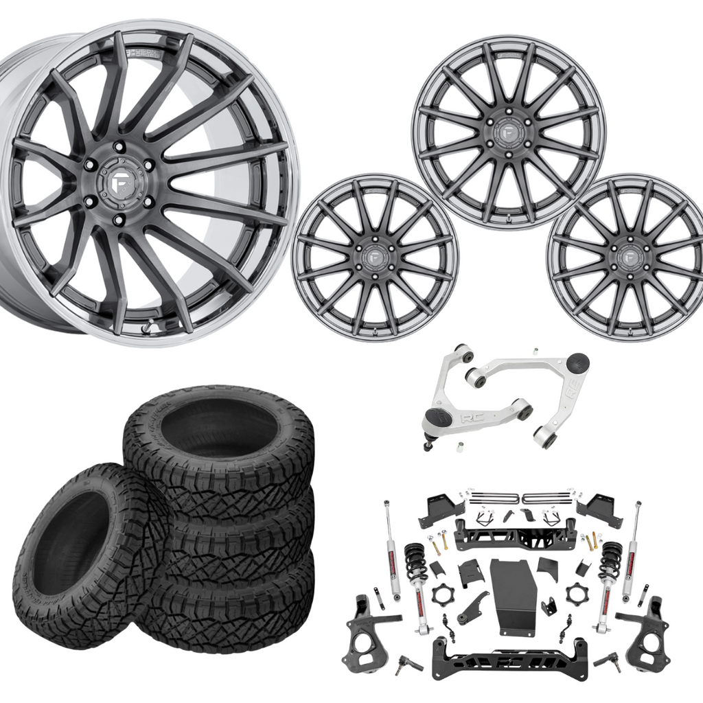 7 inch Lift N3 Bundle w/ 22x10 Platinum Chrome Wheels - 35in Nitto Ridge Grapplers & Upper Control Arms- 4wd (14-18)