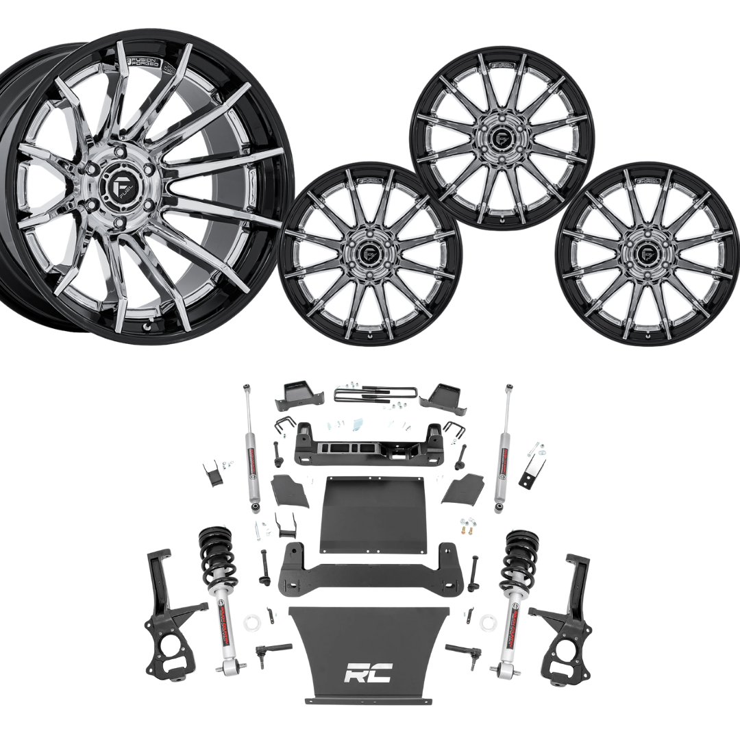 6inch N3 Bundle w/ 22x12 Black Chrome Wheels - No Tires - 4wd