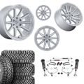 3 inch M1 Bundle w/ 20x10 Gloss Silver Wheels & 33in Nitto Ridge Grapplers - 4wd
