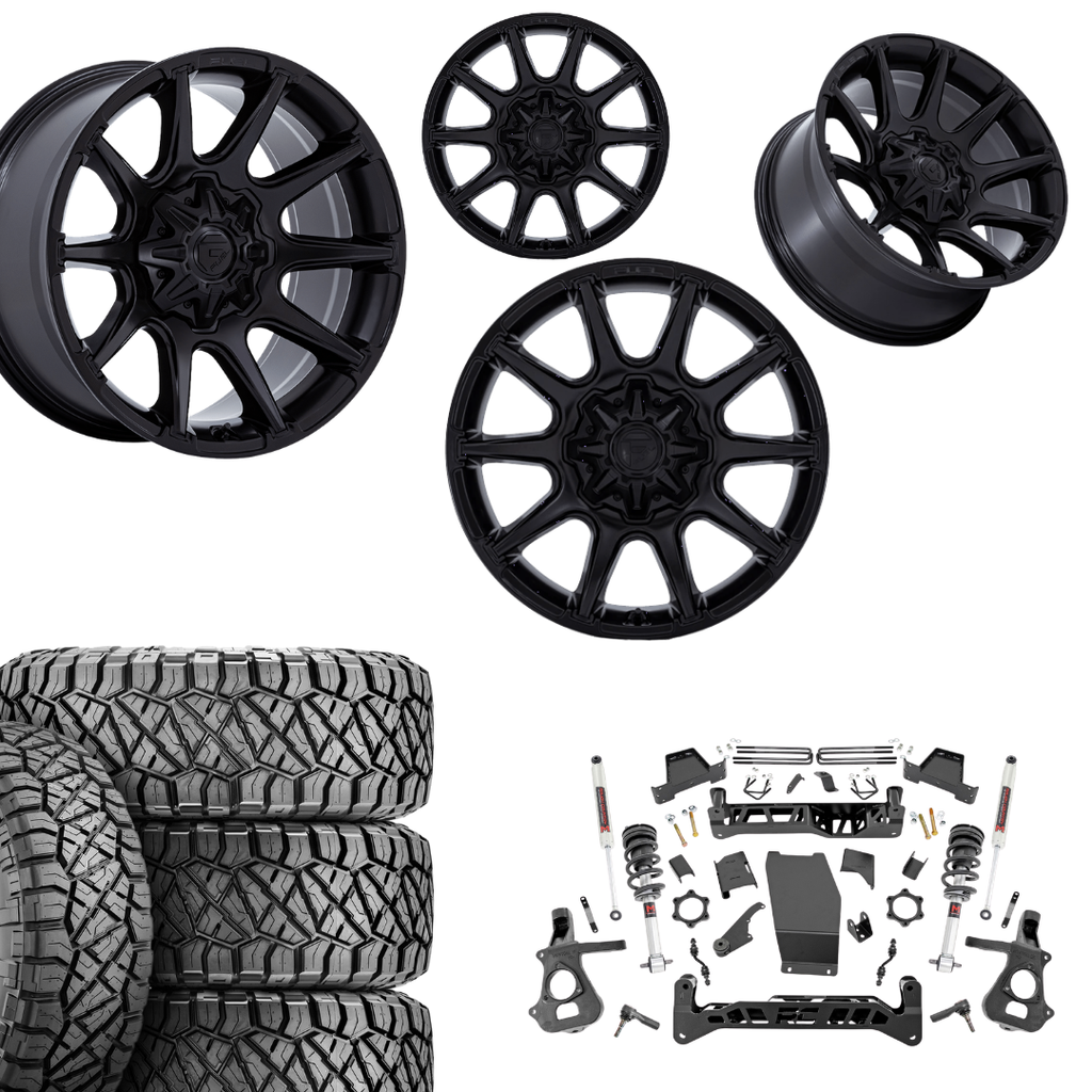 7 inch Lift M1 Bundle w/ 22x12 Blacked Out Wheels - 35in Nitto Ridge Grapplers - 4wd