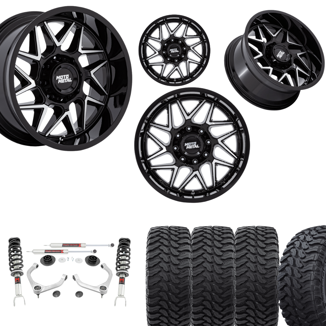 3.5 Inch Lift M1 Bundle w/ 20x10 Black Machined Wheels & 33in Hercules TT1 - 2wd/4wd