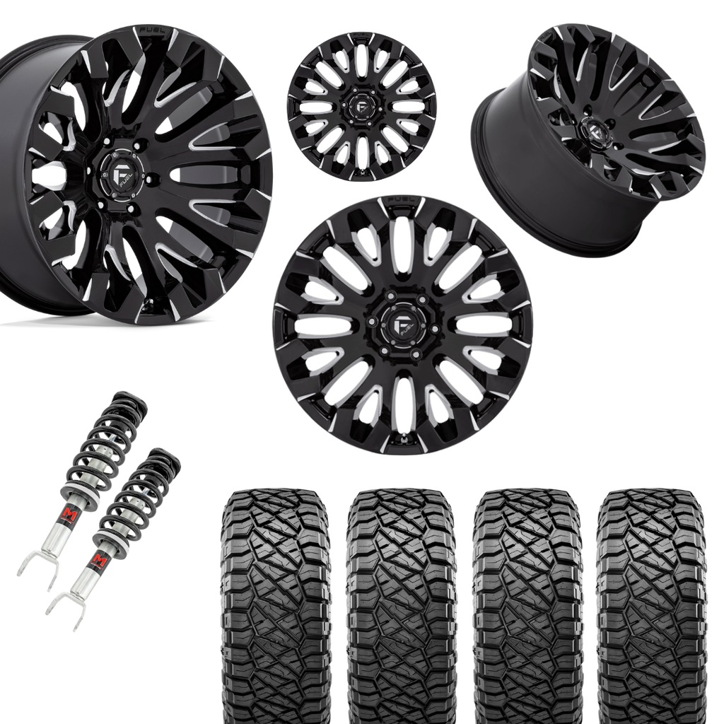 2 in Level Bundle w/ 20x10 Black Milled Wheels & 33in Nitto Ridge Grapplers - 2wd/4wd