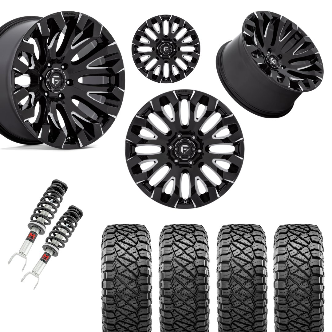 2 in Level Bundle w/ 20x10 Black Milled Wheels & 33in Nitto Ridge Grapplers - 2wd/4wd