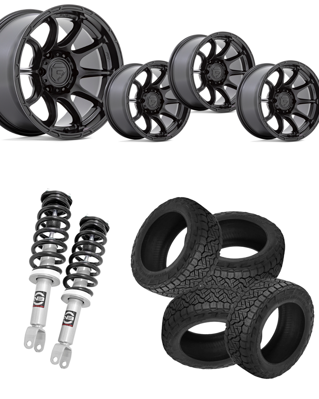 2.5 Level Bundle w/ 20x9 Black Wheels & 33in Nitto Recon Grapplers - 4wd