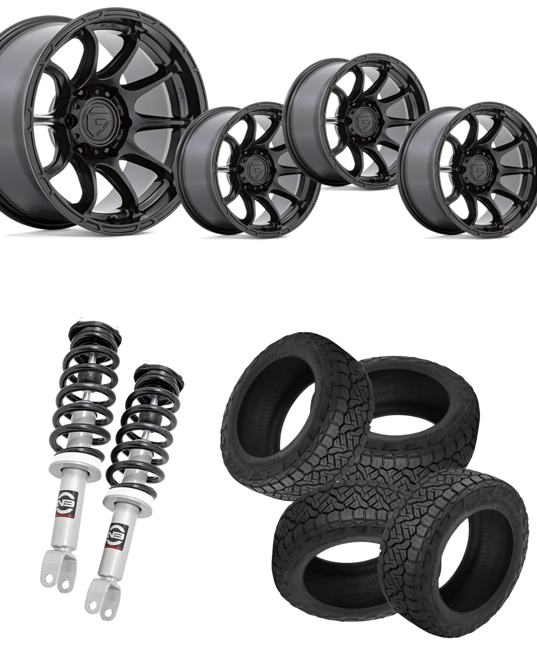 Ram 2.5 Level Bundle w/ 20x9 Black Wheels & 33in Nitto Recon Grapplers - 4wd