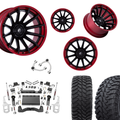 6 inch Lift N3 Bundle w/ 22x12 Black Red Wheels- 35in Hercules TT1 Tires - 4wd