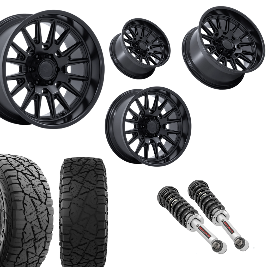 2 inch N3 Level Bundle w/ 20x10 Matte Black Wheels & 33in Hercules RT1 Tires - 2wd