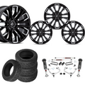 3 inch M1 Bundle w/ 20x9 Black Chrome Wheels - 34in Nitto Recon Grapplers - 4wd