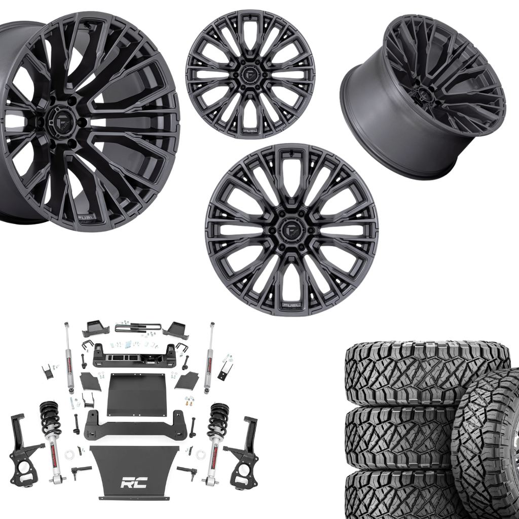 6 inch Bundle w/ 22x12 Gunmetal Wheels & 35in Nitto Ridge Grapplers - 4wd - 4.3 5.3 6.2 Engine