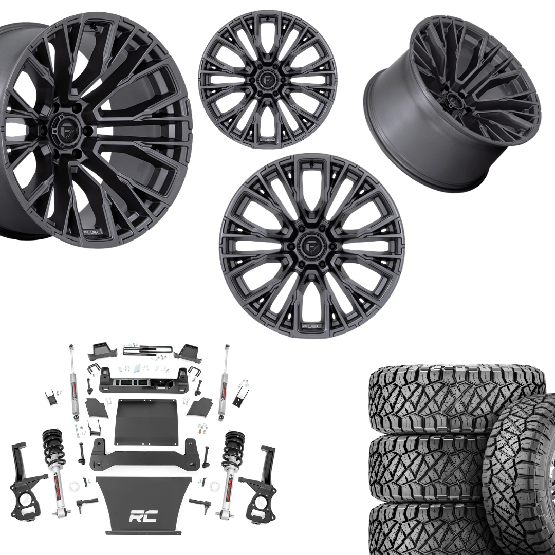 6 inch Bundle w/ 22x12 Gunmetal Wheels & 35in Nitto Ridge Grapplers - 4wd - 4.3 5.3 6.2 Engine