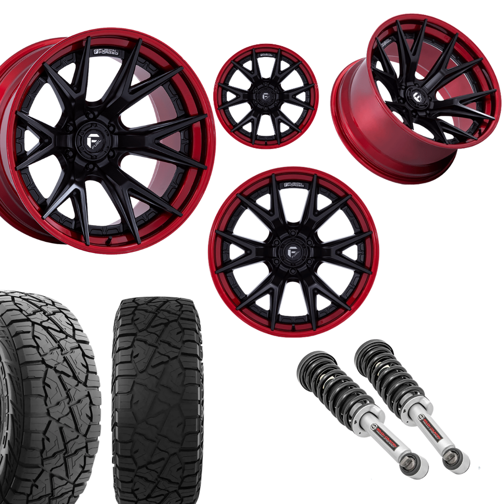 2 inch N3 Level Bundle w/ 20x10 Black Red Wheels & 33in Hercules RT1 Tires - 2wd