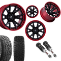 2 inch N3 Level Bundle w/ 20x10 Black Red Wheels & 33in Hercules RT1 Tires - 2wd