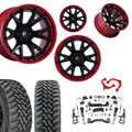 6 inch N3 Bundle w/ 22x10 Black Red Wheels - 35in Toyo MTs - Upper Control Arms -4wd