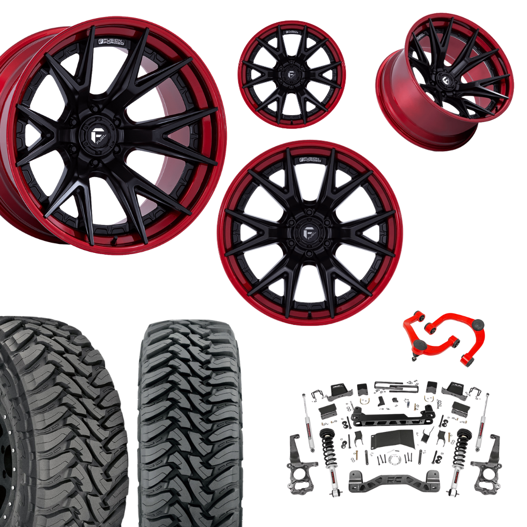 6 inch N3 Bundle w/ 22x10 Black Red Wheels - 35in Toyo MTs - Upper Control Arms -4wd