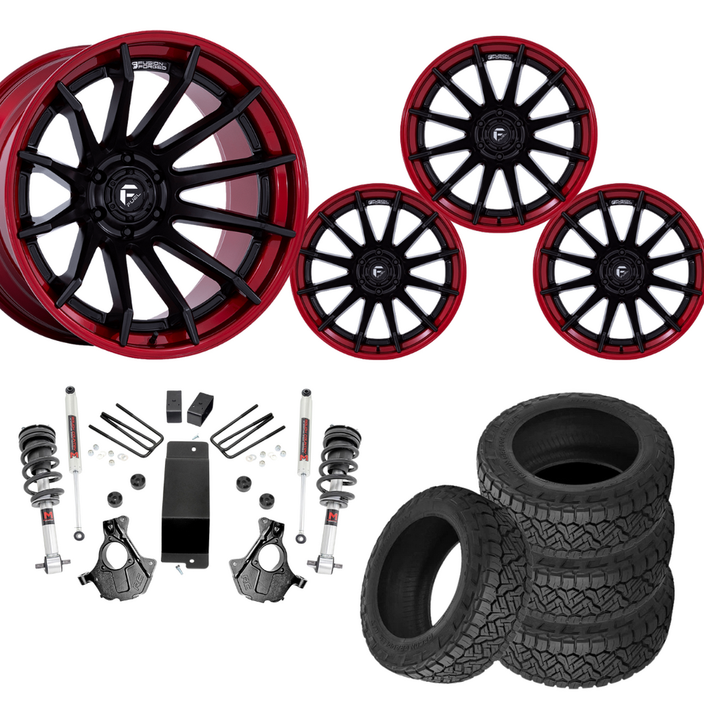 3.5 inch Lift M1 Bundle w/ 22x10 Black Red Wheels - 33in Nitto Recon Grapplers - 4wd (14-18)