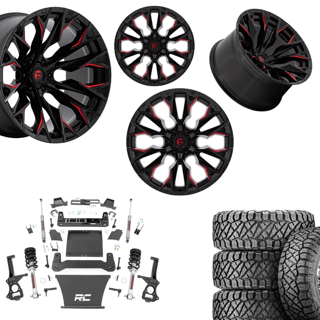 6 inch Bundle w/ 22x12 Black Red Wheels & 35in Nitto Ridge Grapplers - 4wd - 4.3 5.3 6.2 Engine