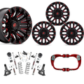 6 inch Lift Bundle N3 w/ 20x10 Black Red Wheels- No Tires - JBA UCAs - 2wd