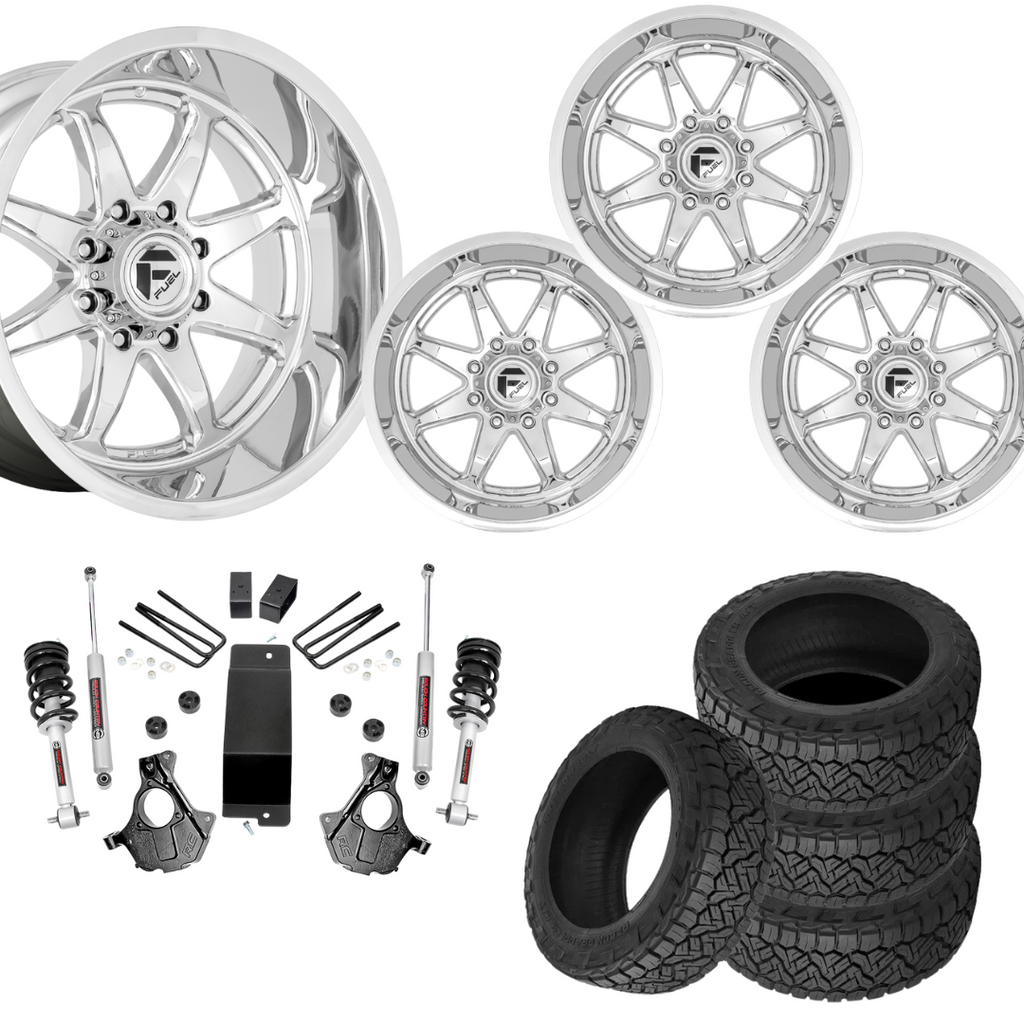 3.5 inch Lift N3 Bundle w/ 20x10 Chrome Wheels - 33in Nitto Recon Grapplers - 4wd (07-16)