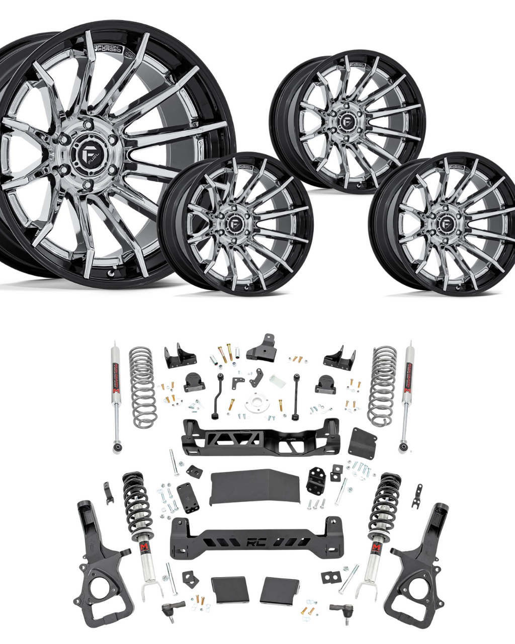 6 inch Lift Bundle M1 w/ 22x12 Black Chrome Wheels - No Tires - RAM 1500 4wd