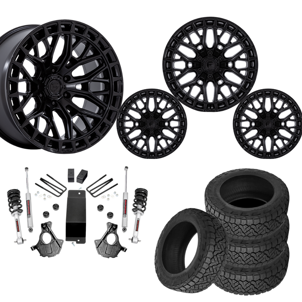 3.5 inch Lift N3 Bundle w/ 20x10 Black Wheels - 33in Nitto Recon Grapplers - 4wd (14-16)