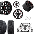 7 inch Lift N3 Bundle w/ 22x12 Black Red Milled Wheels - 35in Hercule TT1 Tires + Upper Control Arms- 4wd (14-18)