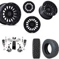 3.5 inch Lift M1 Bundle w/ 20x9 Matte Gloss Black Wheels - 33in Toyo AT3 Tires - 4wd (14-18)