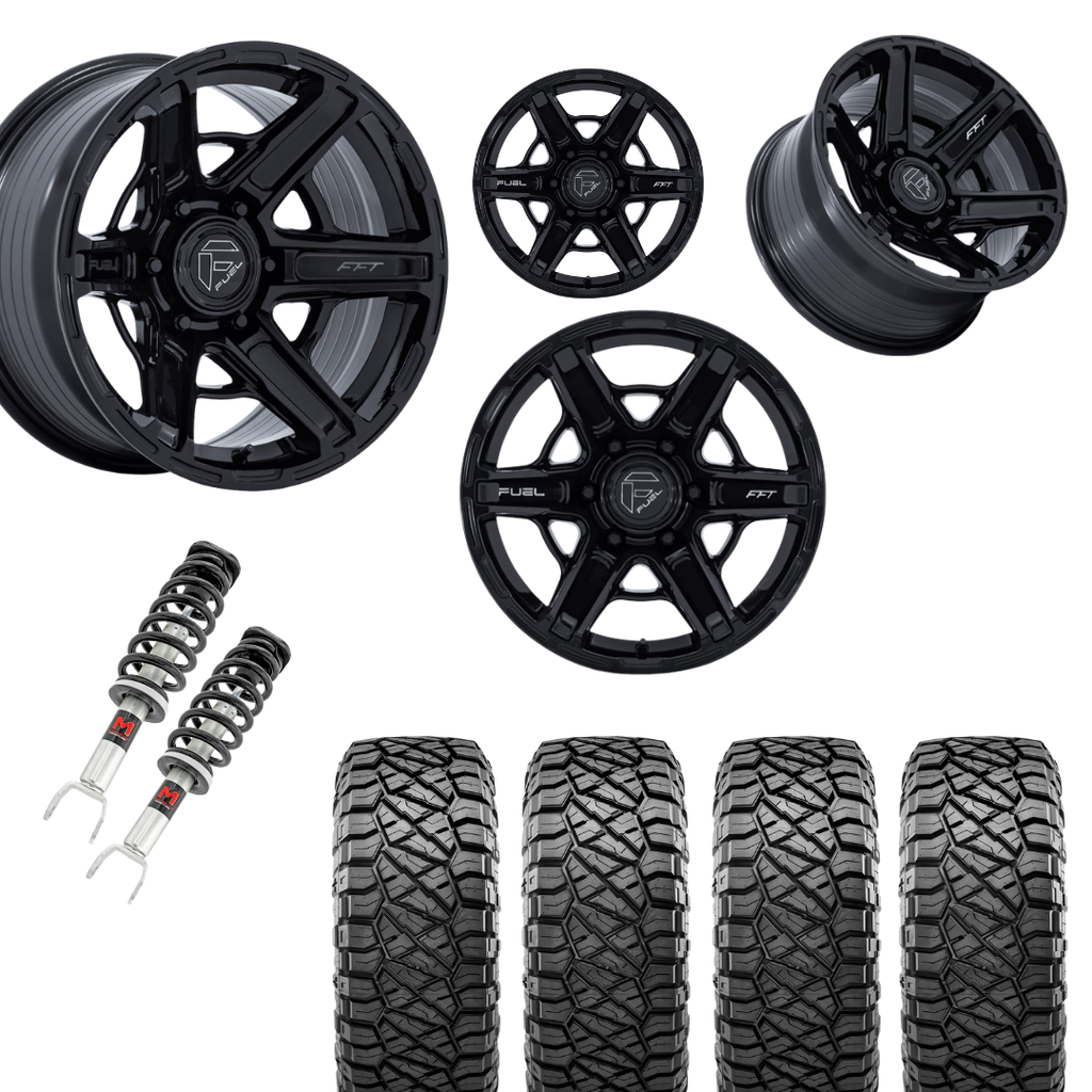 2 in Level Bundle w/ 20x10 Gloss Black Wheels & 33in Nitto Ridge Grapplers - 2wd/4wd