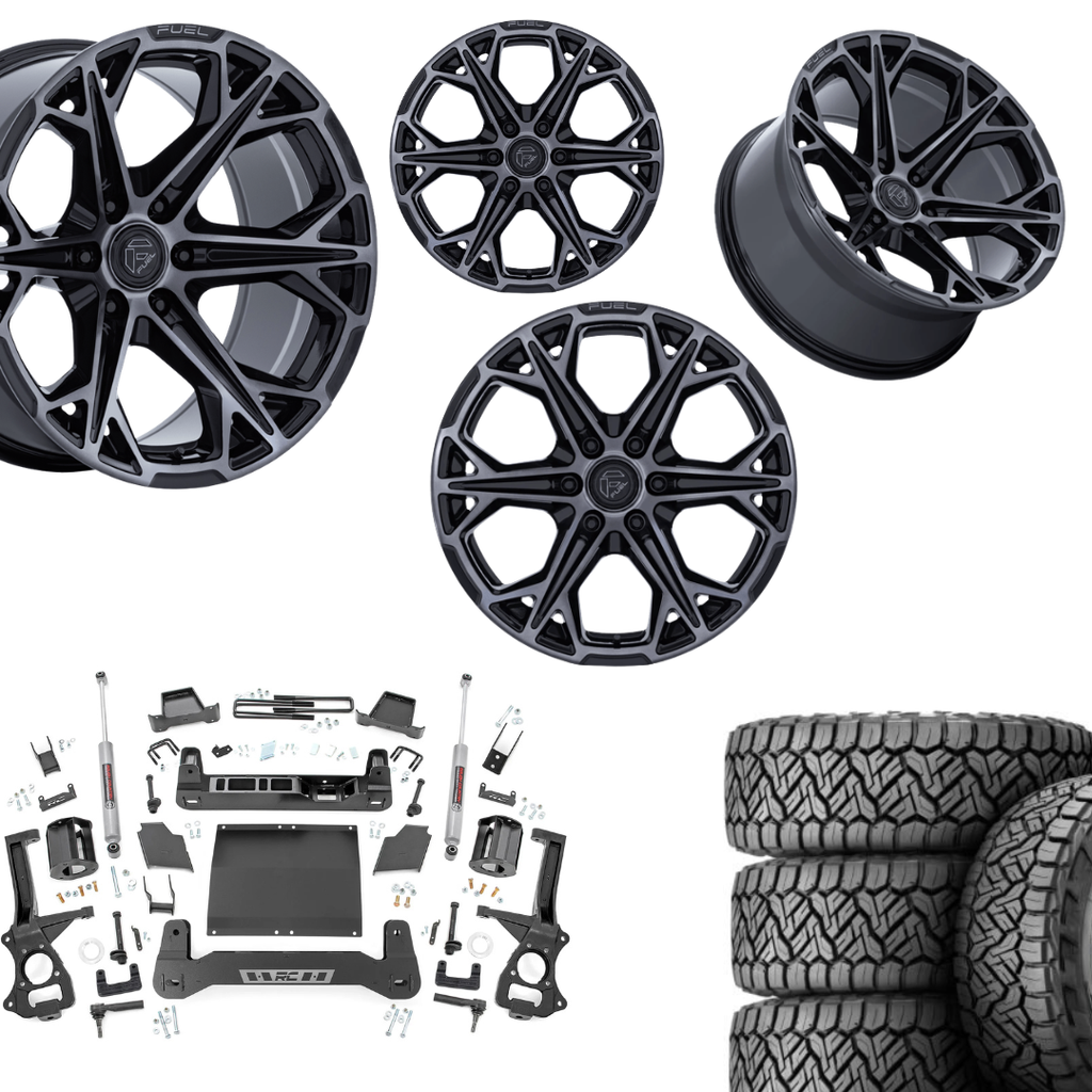 6 inch Bundle w/ 20x10 Black Tinted Wheels & 35in Nitto Recon Grapplers - 4wd -  2.7 & 3.0 Engine