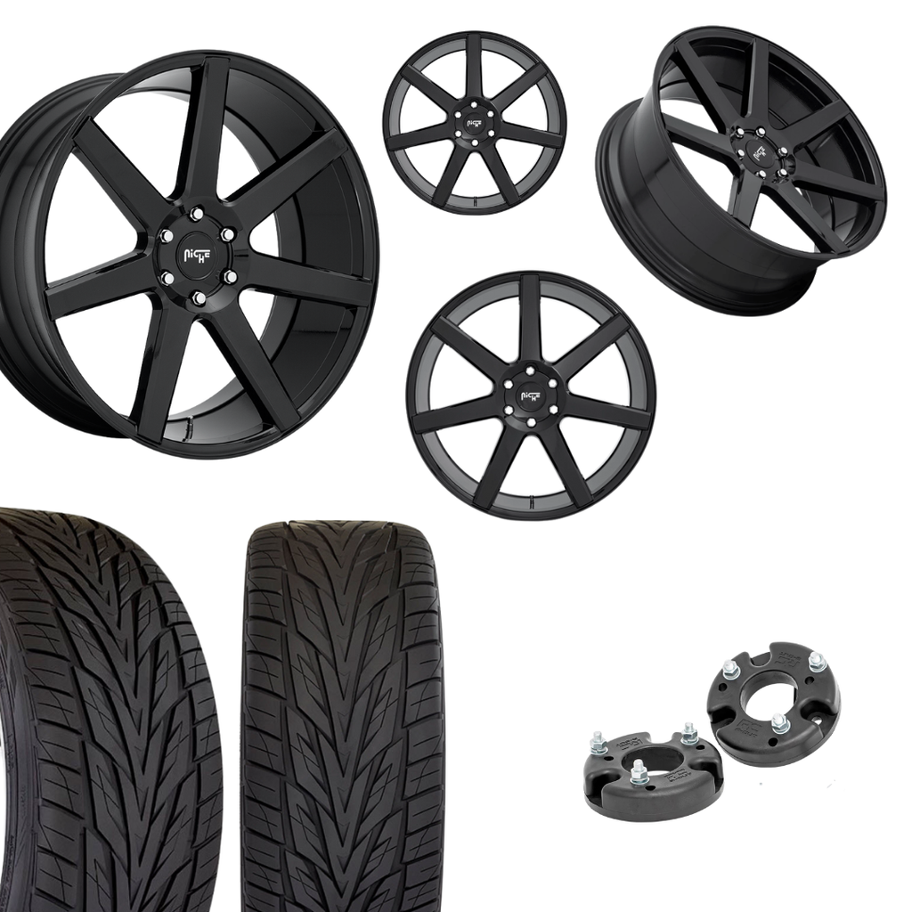 2 inch Level Bundle w/ 22x9 Gloss Black Wheels & 305x45x22 Toyo Proxes Tires - 2wd/4wd