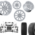 6 inch Bundle w/ 20x10 Silver Brushed Wheels and 35in Hercules RT1 Tires - 4wd - 2.7 or 3.0 Engines