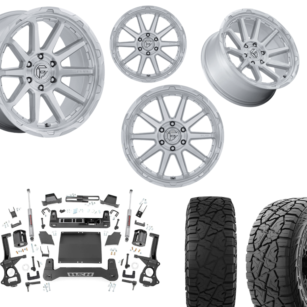 6 inch Bundle w/ 20x10 Silver Brushed Wheels and 35in Hercules RT1 Tires - 4wd - 2.7 or 3.0 Engines
