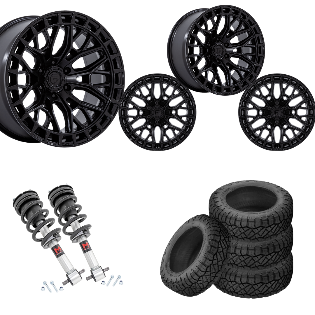 2 inch Level Bundle w/ 20x9 Black Wheels & 33in Nitto Ridge Grapplers- 2wd/4wd