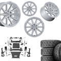 6 inch Bundle w/ 20x10 Silver Brushed Wheels and 35in Nitto Recon Grapplers - 4wd - 4.3 5.3 6.2 Engines
