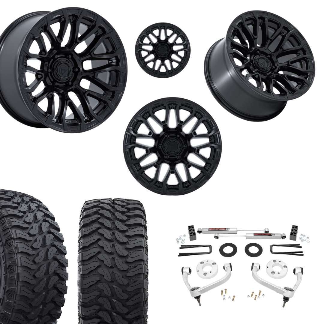 3 inch Bundle w/ 20x10 Satin Black Wheels - 33in Hercules TT1 Tires - 4wd