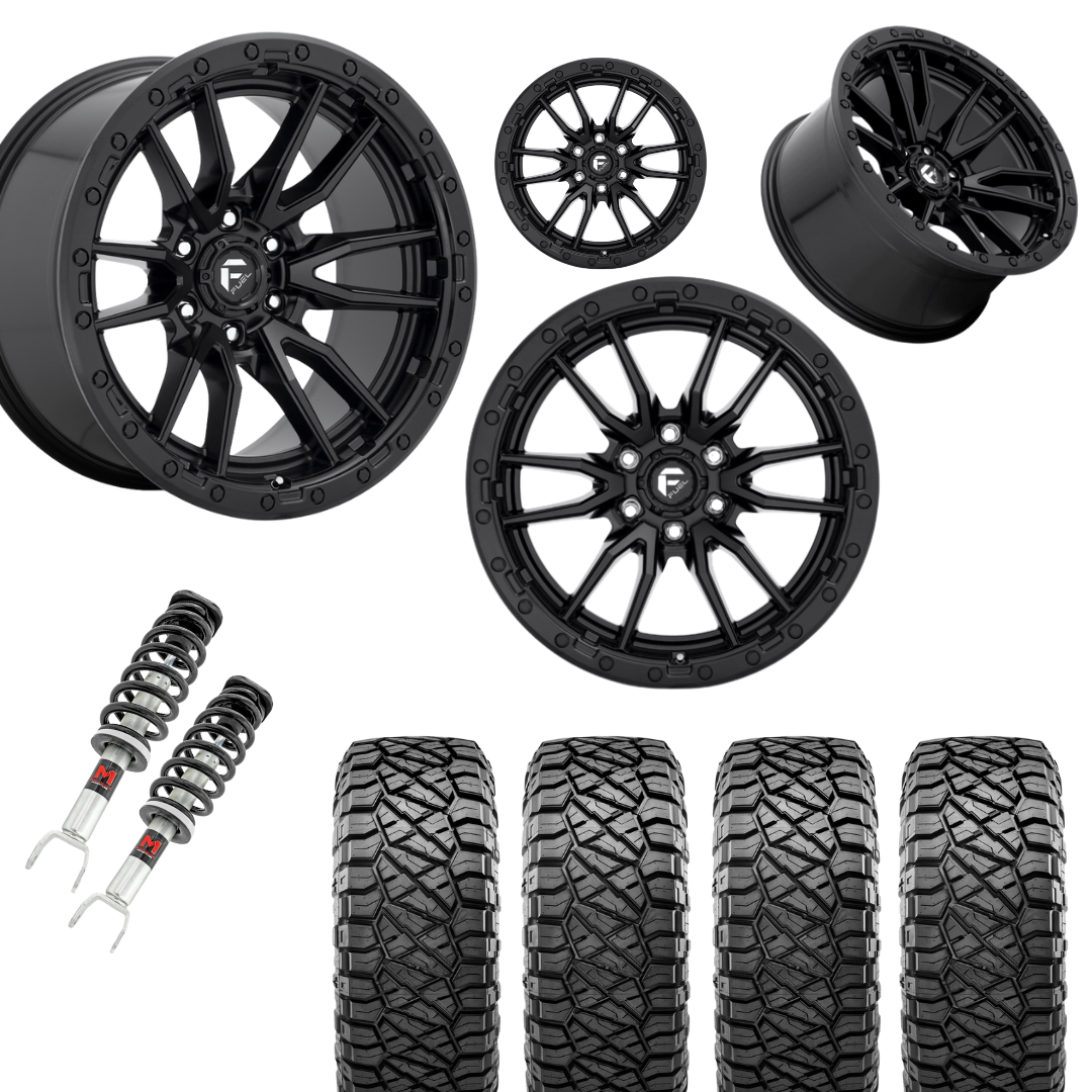 2 in Level Bundle w/ 20x10 Matte Black Wheels & 33in Nitto Ridge Grapplers - 2wd/4wd