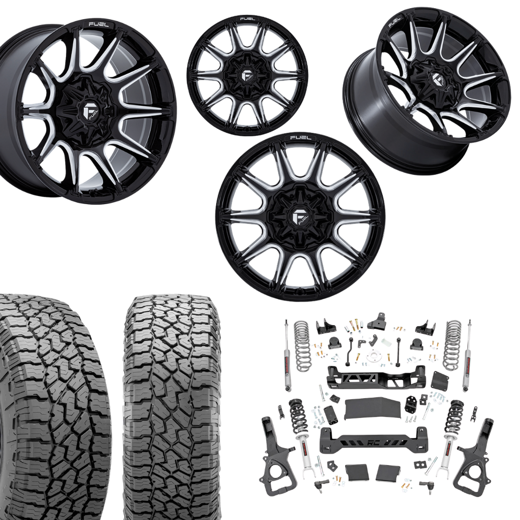 6in Lift N3 Bundle w/ 22x10 Black Milled Wheels & 35in Falken AT4 Tires - 4wd