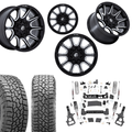 6in Lift N3 Bundle w/ 22x10 Black Milled Wheels & 35in Falken AT4 Tires - 4wd
