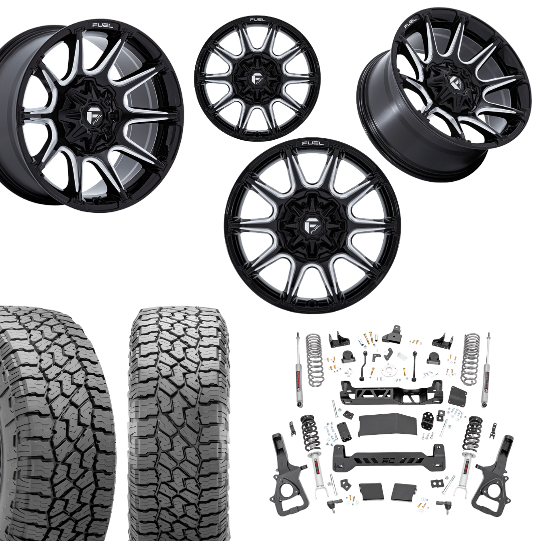 6in Lift N3 Bundle w/ 22x10 Black Milled Wheels & 35in Falken AT4 Tires - 4wd