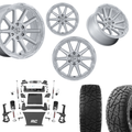 6 inch Bundle w/ 20x10 Silver Brushed Wheels and 35in Hercules RT1 Tires - 4wd - 4.3 5.3 6.2 Engines