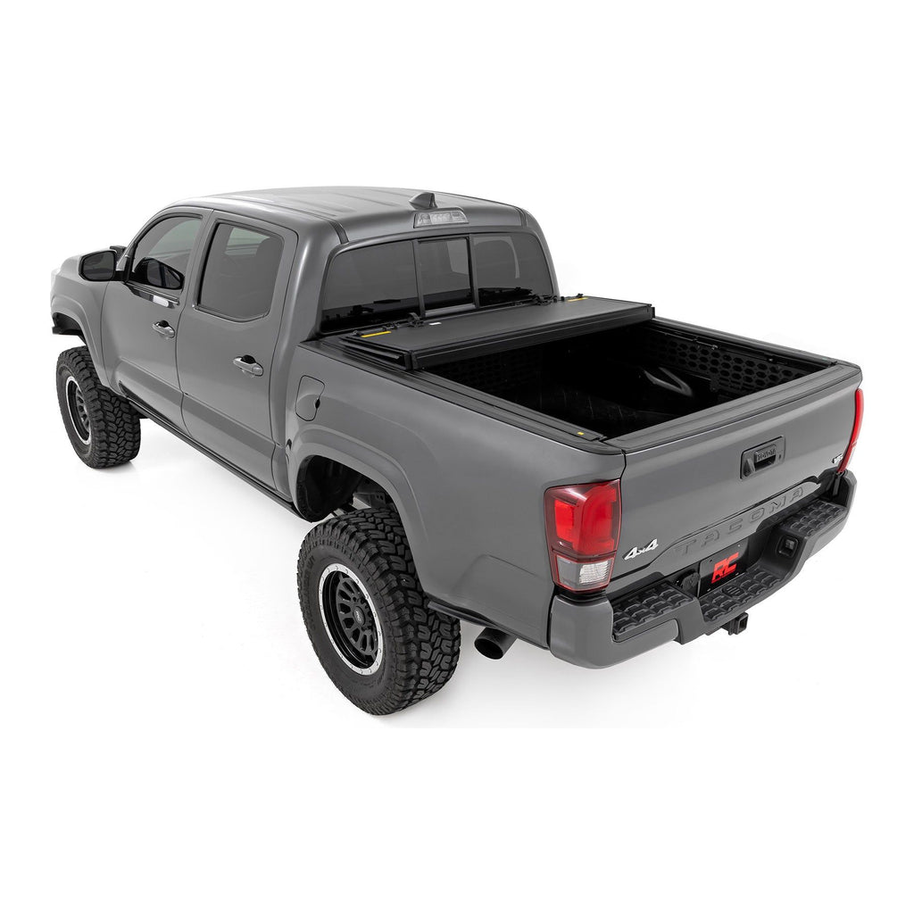 Rough Country Hard Tri-Fold Flip Up Bed Cover Toyota Tacoma 2WD/4WD (16-23)